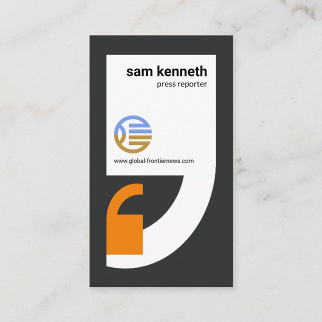 Stilvoller Journalist der Mark Reporter Visitenkarte (Vorderseite)