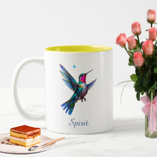 Stilvoller Kolibri und Schrift auf Weiß Zweifarbige Tasse