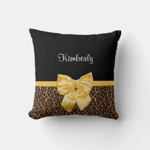 Stilvoller Leopard-Druck-eleganter gelber Bogen Kissen