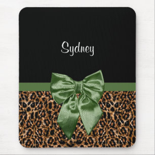 Stilvoller Leopard-Druck-eleganter grüner Bogen Mousepad