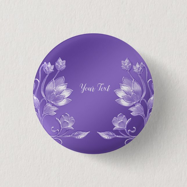 Stilvoller lila Blumenknopf Button (Vorderseite)