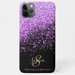 Stilvoller Lila Glitzer Personalisiert Monogramm Case-Mate iPhone Hülle
