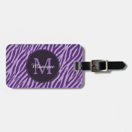 Stilvoller lila Zebra-Druck mit Monogramm und Gepäckanhänger