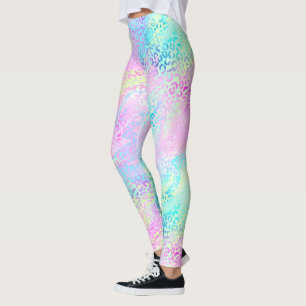 Stilvoller, Mädchenhafter Regenbogen-Schimmer-Leop Leggings