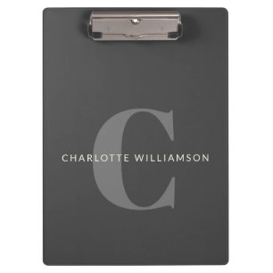 Stilvoller Mit Monogramm Name Beruflich Black Gray Klemmbrett