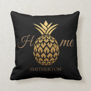 Stilvoller moderner goldener Ananas-Schwarzer-Home Kissen