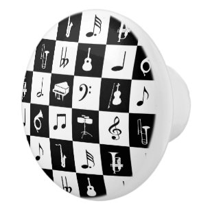 Stilvoller moderner Musiknoten und Instrumente Keramikknauf