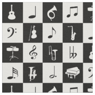 Stilvoller moderner Musiknoten und Instrumente Stoff