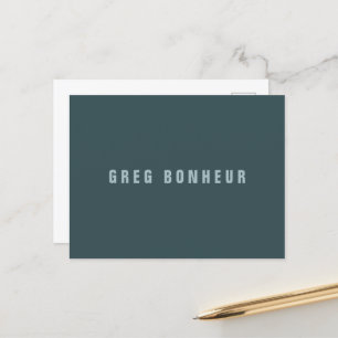 Stilvoller moderner Name   Blau Grau Postkarte