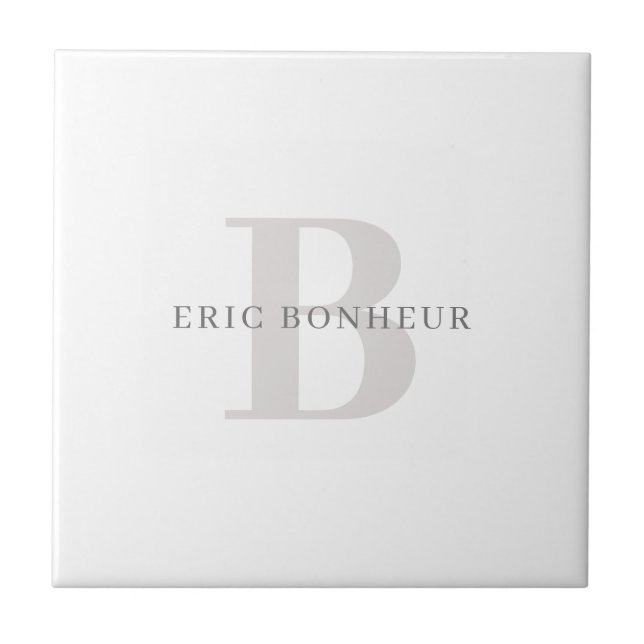 Stilvoller moderner Name und Monogramm Fliese (Vorderseite)