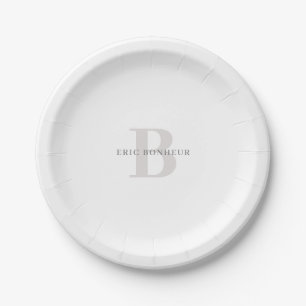 Stilvoller moderner Name und Monogramm Pappteller