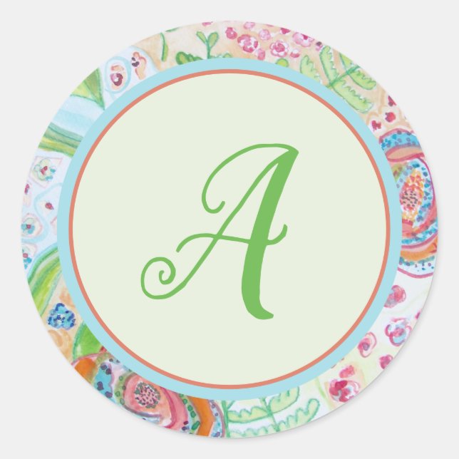 Stilvoller Monogram-Umschlag Aufkleber (Vorderseite)