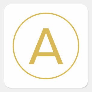 Stilvoller Monogramm Anfangsbuchstabe Gold Weiß Quadratischer Aufkleber