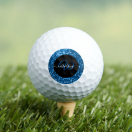 Stilvoller Monogramm-Name Blau funkelnder Glitzer Golfball