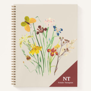 Stilvoller Monogramm-Name und anfängliche florale  Notizbuch