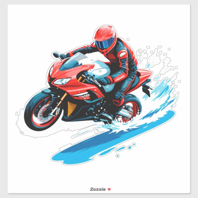 🏍️ Stilvoller Motorradfahrer Minimal Urban Design Aufkleber (Blatt)