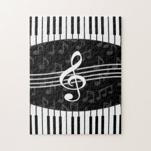 Stilvoller Musiknoten-dreifacher Clef-und Puzzle