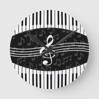 Stilvoller Musiknoten-dreifacher Clef-und Runde Wanduhr
