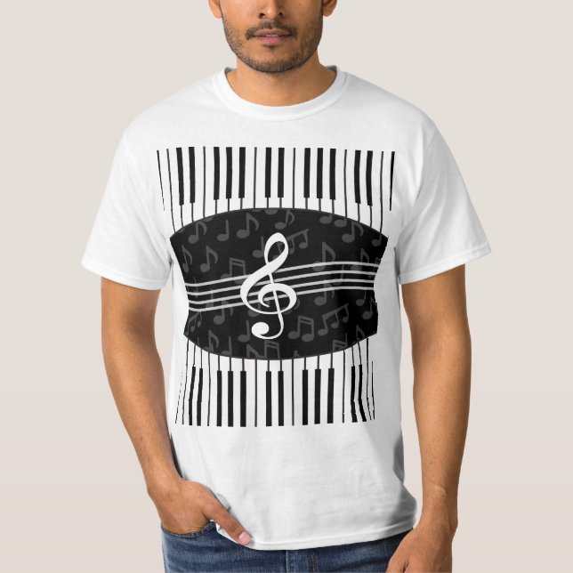 Stilvoller Musiknoten-dreifacher Clef-und T-Shirt (Vorderseite)