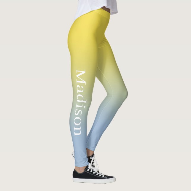 Stilvoller Name auf gelb bis leicht blauer Farbe Leggings (Rechts)