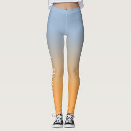 Stilvoller Name auf Light Blue to Orange Gradient Leggings