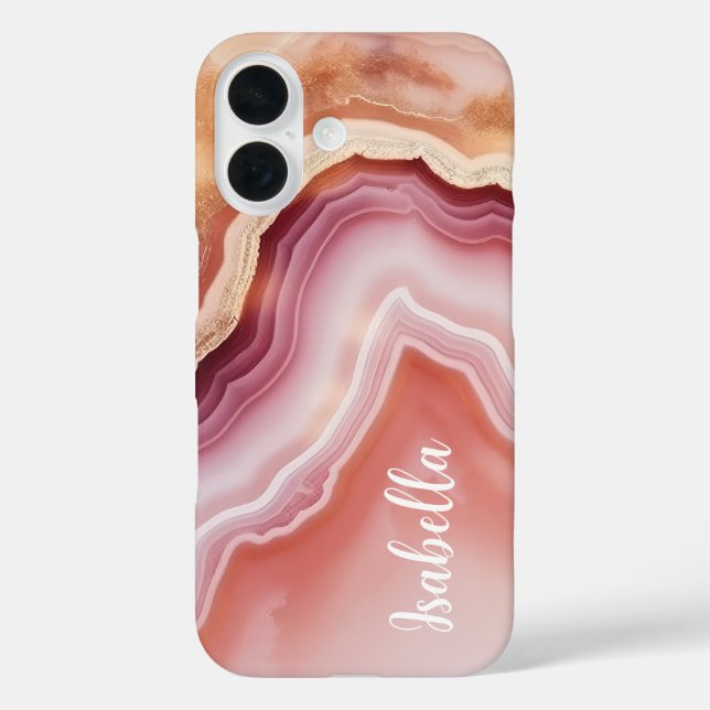 Stilvoller Name Pink Gold Agate Marble Case-Mate iPhone Hülle (Rückseite)
