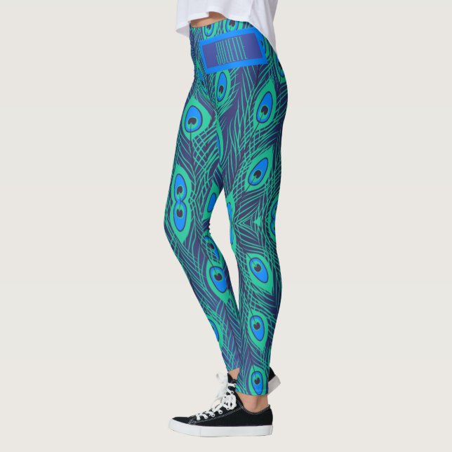 Stilvoller Peacock Schwanz in Aquamarin & blau far Leggings (Links)