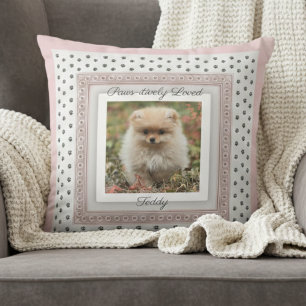 Stilvoller Pfotenabdruck Haustier Hund Foto Kissen