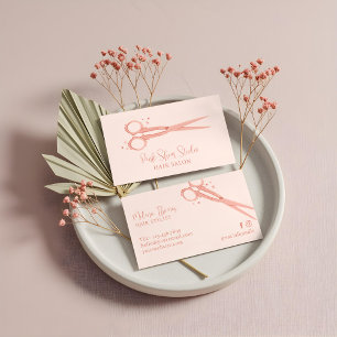 Stilvoller Pinker Friseursalon Vintage Schere mit  Visitenkarte