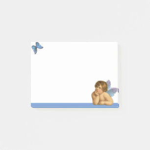 Stilvoller Raphael-Cherub und blauer Schmetterling Post-it Klebezettel