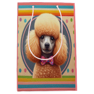 Stilvoller realistischer süßer Pudel-Hund Farbige Mittlere Geschenktüte