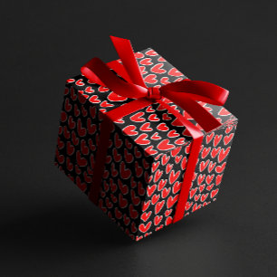 Stilvoller Red Hearts Pattern Valentinstag Geschenkpapier