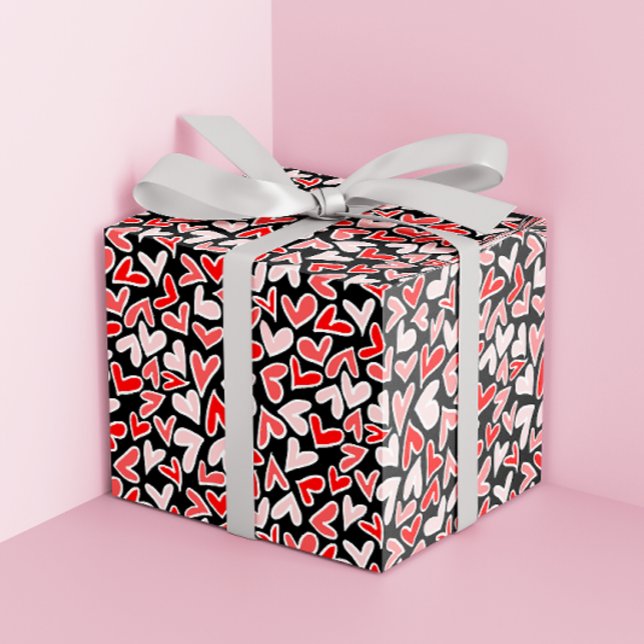 Stilvoller Red Hearts Pattern Valentinstag Geschenkpapier (Von Creator hochgeladen)