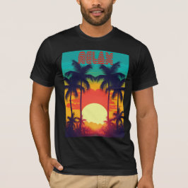 Stilvoller RELAX Retro Tropical Sunset T - Shirt