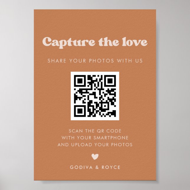 Stilvoller Retro-Brauner Zucker Capture the Liebe Poster (Vorne)