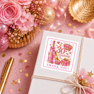 Stilvoller rosa Glitter-Konfetti 30. Geburtstag-Au Quadratischer Aufkleber