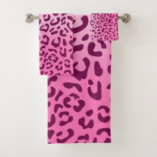 Stilvoller rosa Leopardenprint Badhandtuch Set