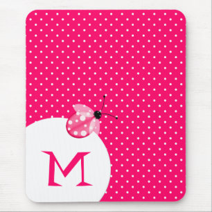 Stilvoller rosa Tupfen mit Marienkäfer u. Mousepad