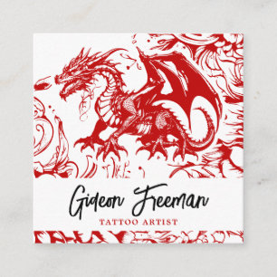 Stilvoller Roter und Weißer Drache Blumenartist Ta Quadratische Visitenkarte