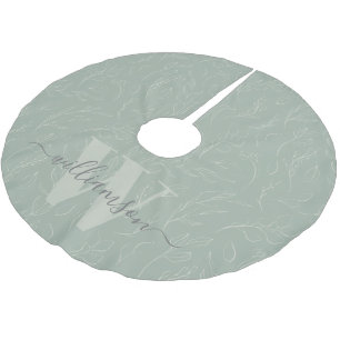 Stilvoller Rustikaler Salbei Grüner Botanischer Fl Polyester Weihnachtsbaumdecke