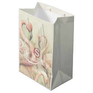 Stilvoller, schicker Flamingo-Monogramm-Personalis Mittlere Geschenktüte