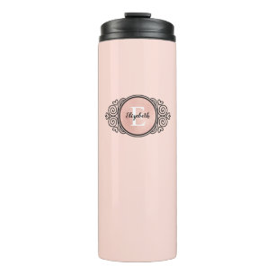 Stilvoller, schicker roségoldener Monogramm-Therma Thermosbecher