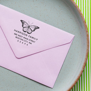 Stilvoller Schmetterling Rücksendeadresse Gummistempel
