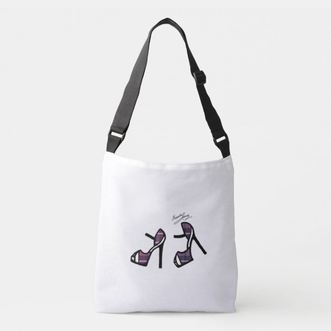 Stilvoller Schuh-Druck - Aubergine kariert Tragetaschen Mit Langen Trägern (Vorderseite)