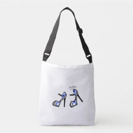 Stilvoller Schuh-Druck - Indigo kariert Tragetaschen Mit Langen Trägern