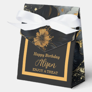 Stilvoller schwarzer und goldener Geburtstag 4"b x Geschenkschachtel