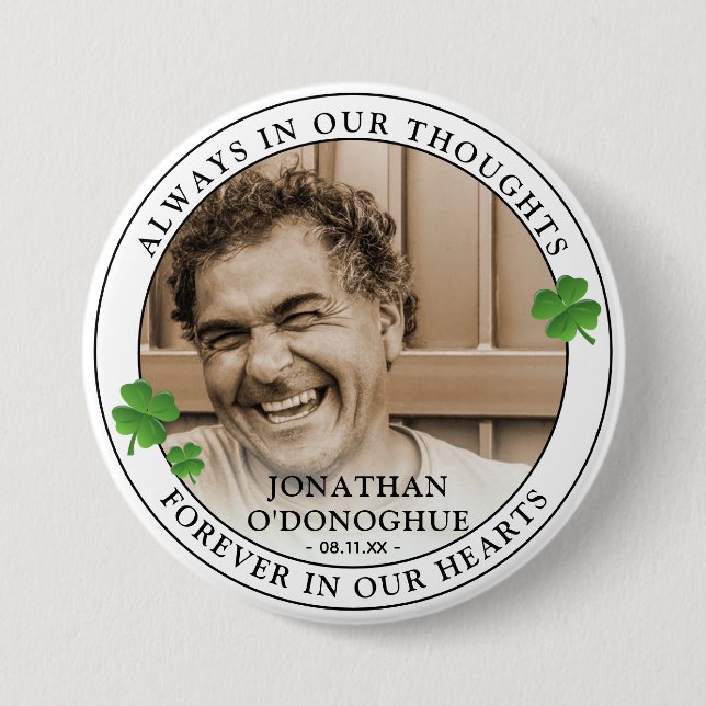 Stilvoller Shamrock-Foto- und Erinnerungsbutton Button (Vorderseite)