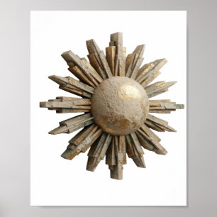 Stilvoller Silberner ABSTRACT ART Kunstdruck Poster