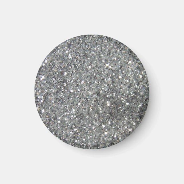 Stilvoller Silver Glitzer Glitz Print Magnet (Vorne)
