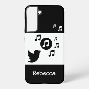 Stilvoller Singvogel Schwarz-Weiß Personalisiert Samsung Galaxy Hülle